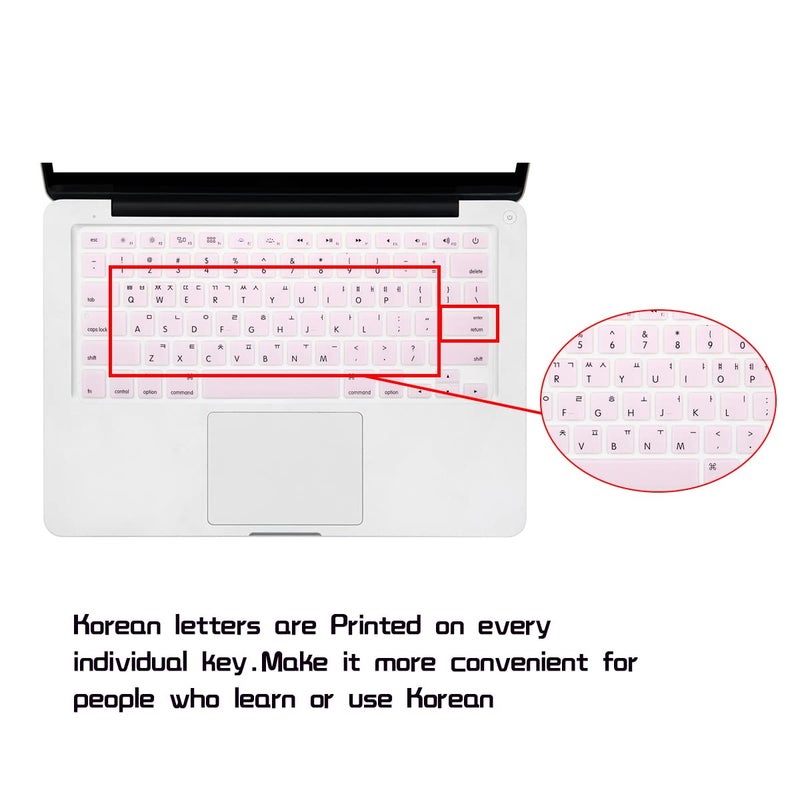 HRH Korean Silicone Keyboard Cover Skin for MacBook Old Air 13,for MacBook Pro 13/15/17(with or w/Out Retina Display,2015 or Older Version),for iMac Older USA(Not for MacBook 13 Air A1932)-Light Pink - Image 2